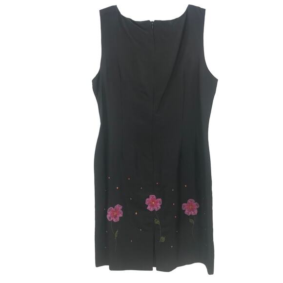 Eagle's Eye 2 Piece Floral SILK Open Front Sweater & Sheath Dress Black Large - Picture 4 of 11